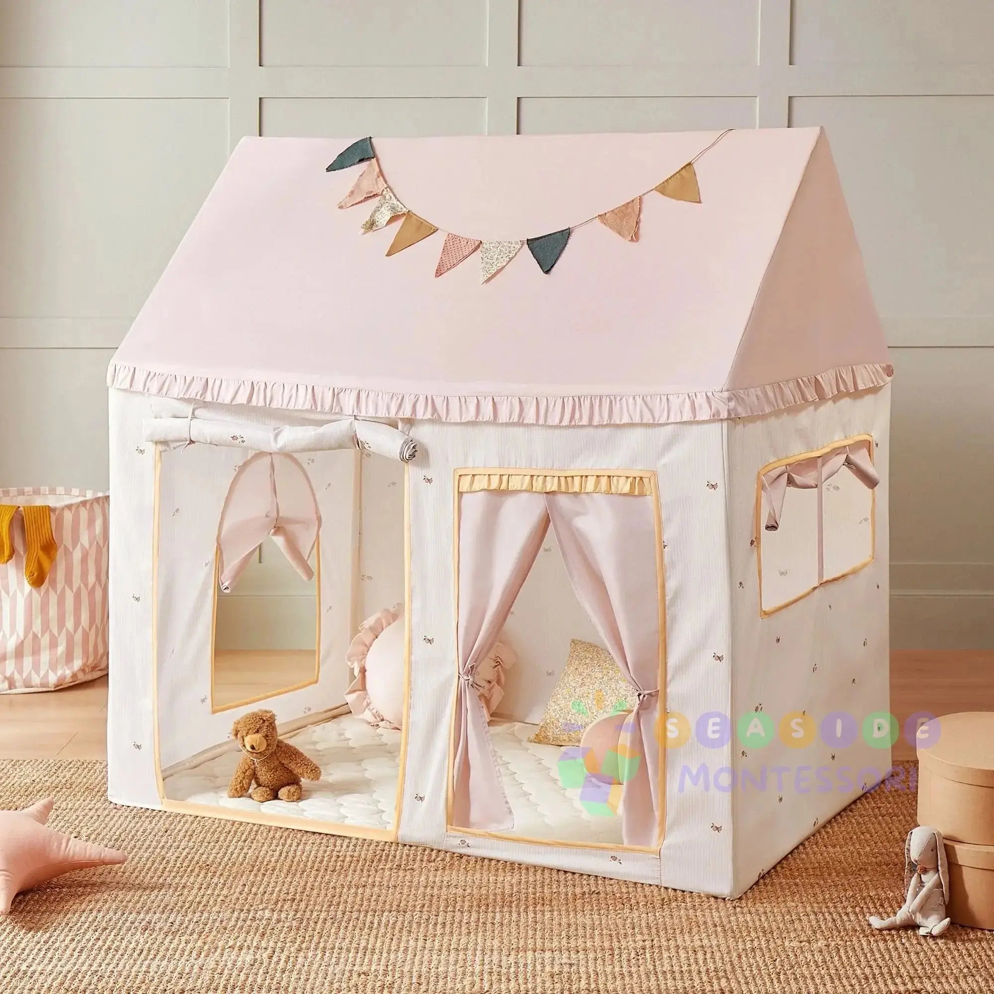 Tiny Land® Sweet Citrus Kids Play Tent – White and Pink Indoor Playhouse Tiny Land INC