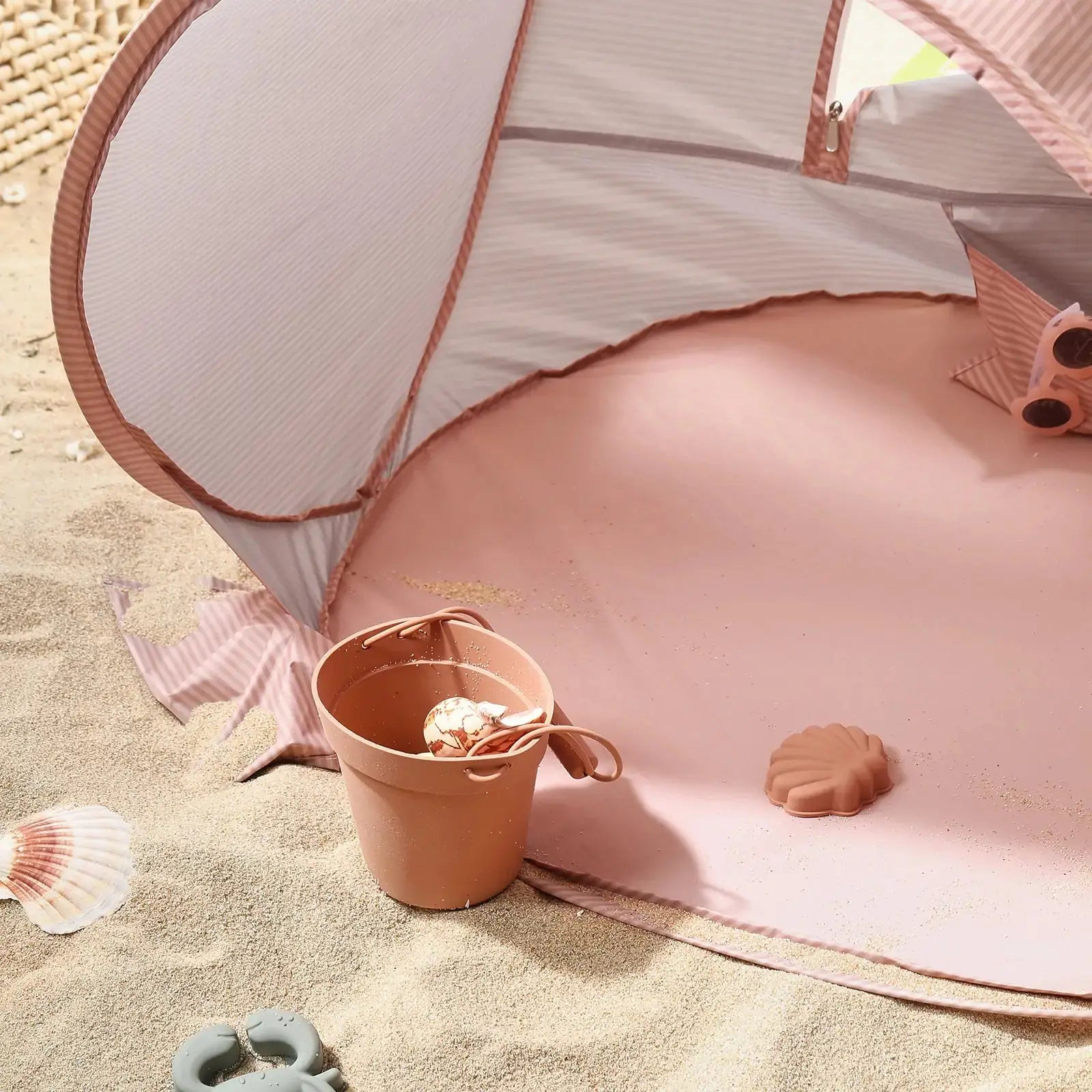 Beach Tent for Kids with Sand Toys – Blush Pink - Seaside-Montessori