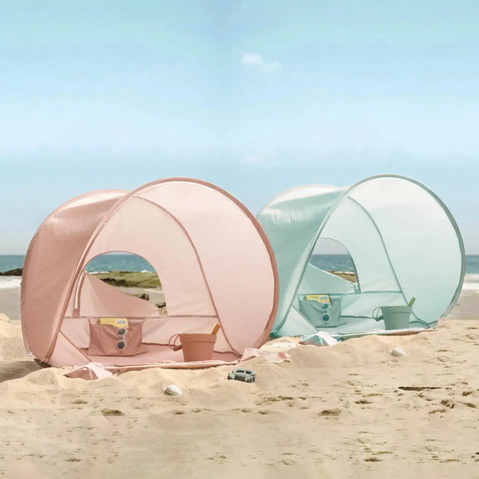 Beach Tent for Kids with Sand Toys – Blush Pink - Seaside-Montessori