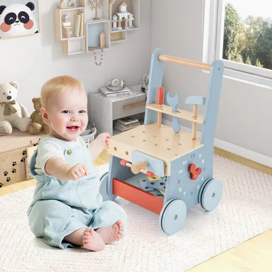2-in-1 Montessori Wooden Baby Walker Seaside-Montessori
