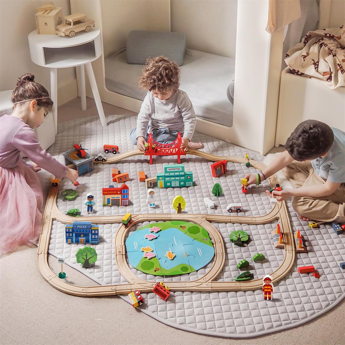 Tiny Land® Wooden Train Set for Children 