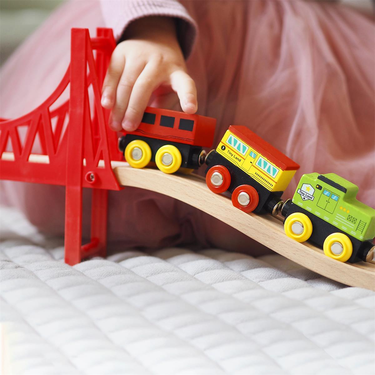 Tiny Land® Wooden Train Set for Children 