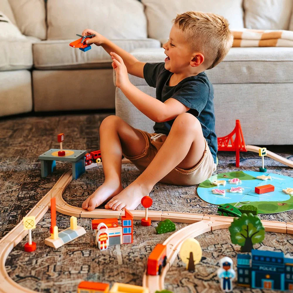 Tiny Land® Wooden Train Set for Children 