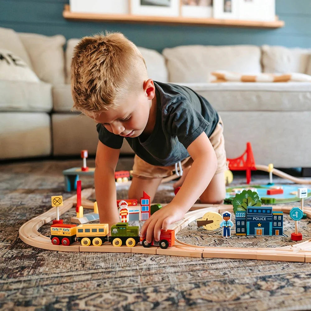 Tiny Land® Wooden Train Set for Children 