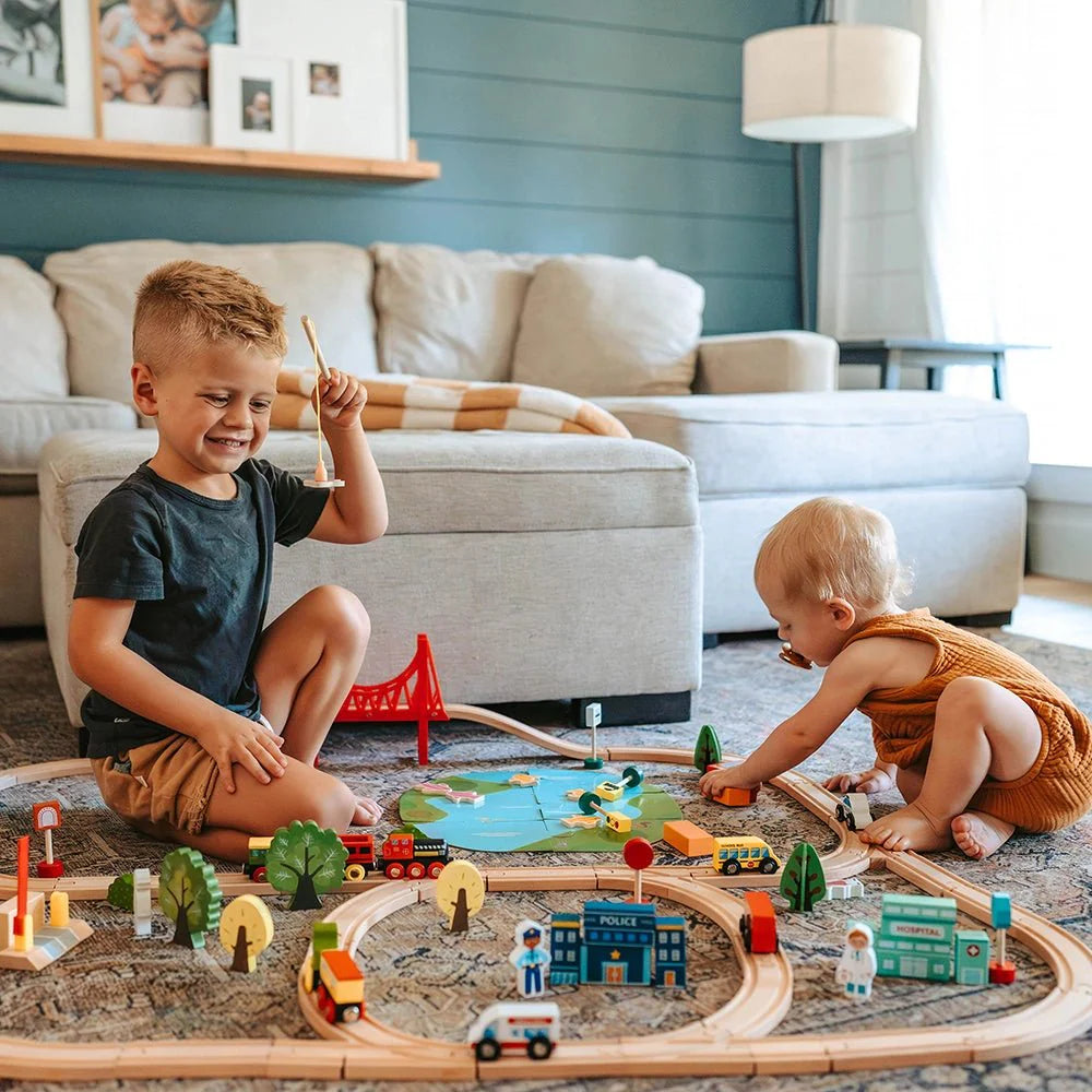 Tiny Land® Wooden Train Set for Children 
