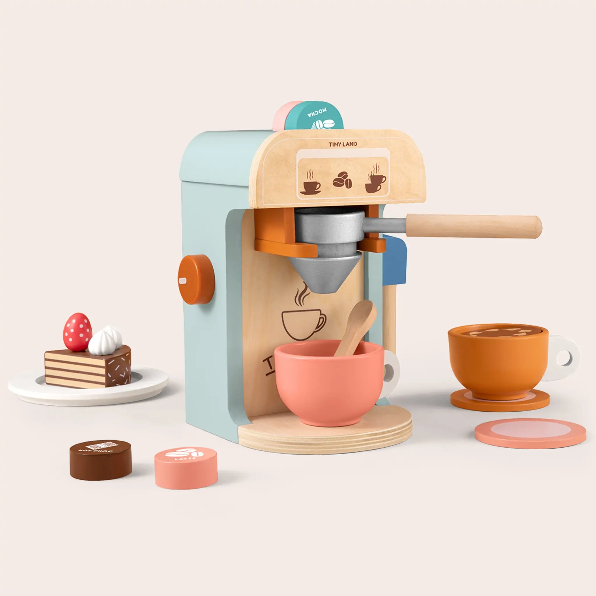 Wooden Kids Play Coffee Maker Set 