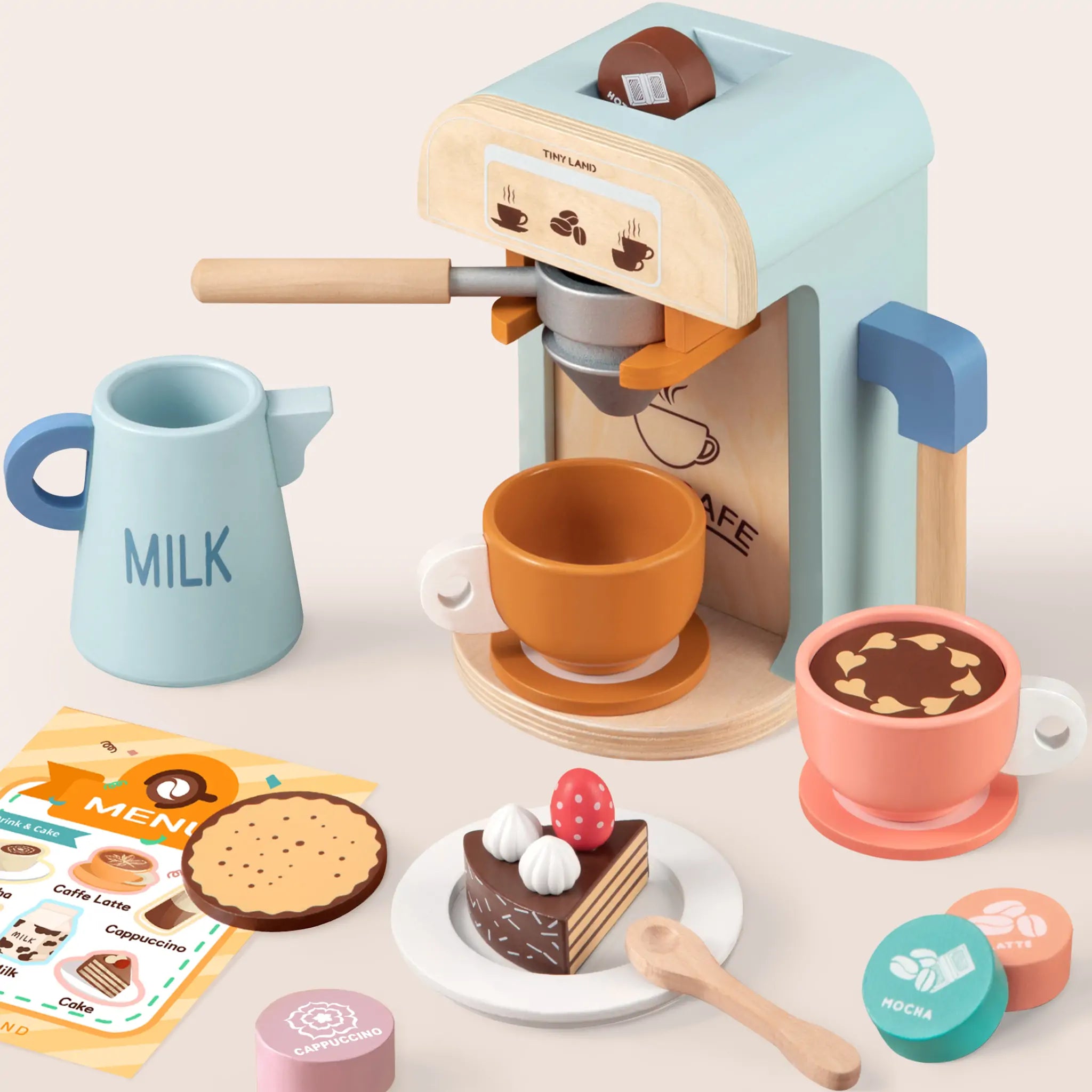 Wooden Kids Play Coffee Maker Set 