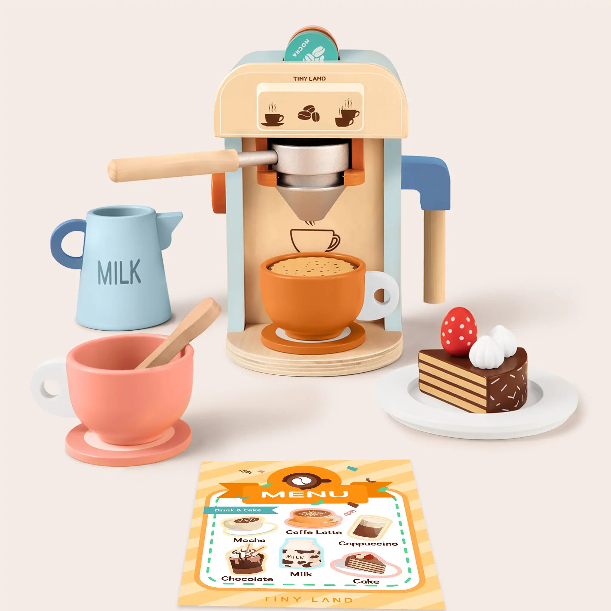 Wooden Kids Play Coffee Maker Set 