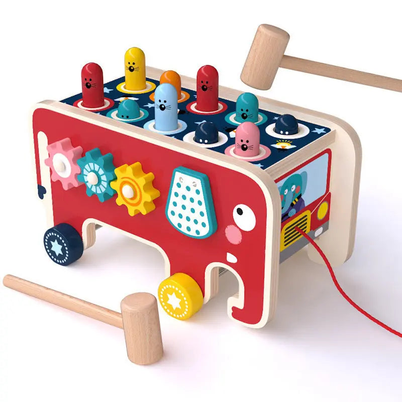 Elephant Wooden Hammering Bench Seaside-Montessori