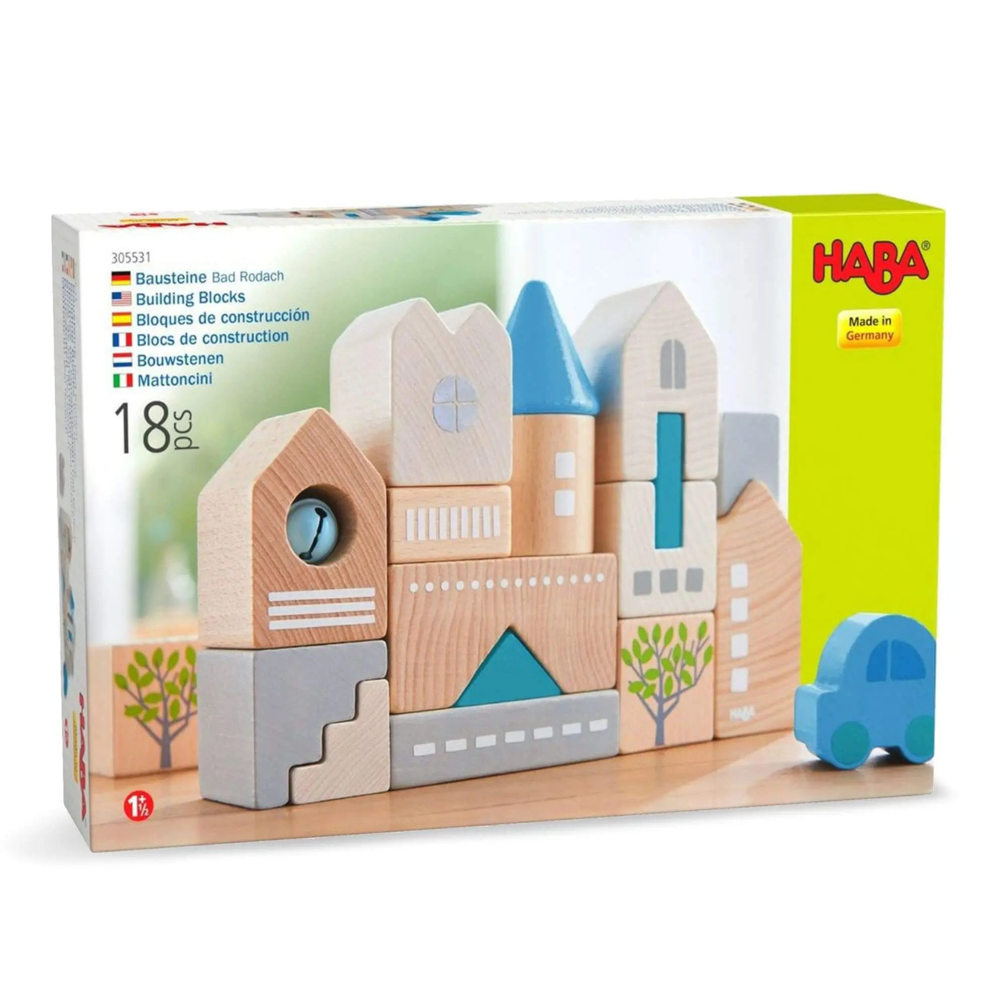 Bad Rodach 18 Piece Wooden Building Blocks HABA USA