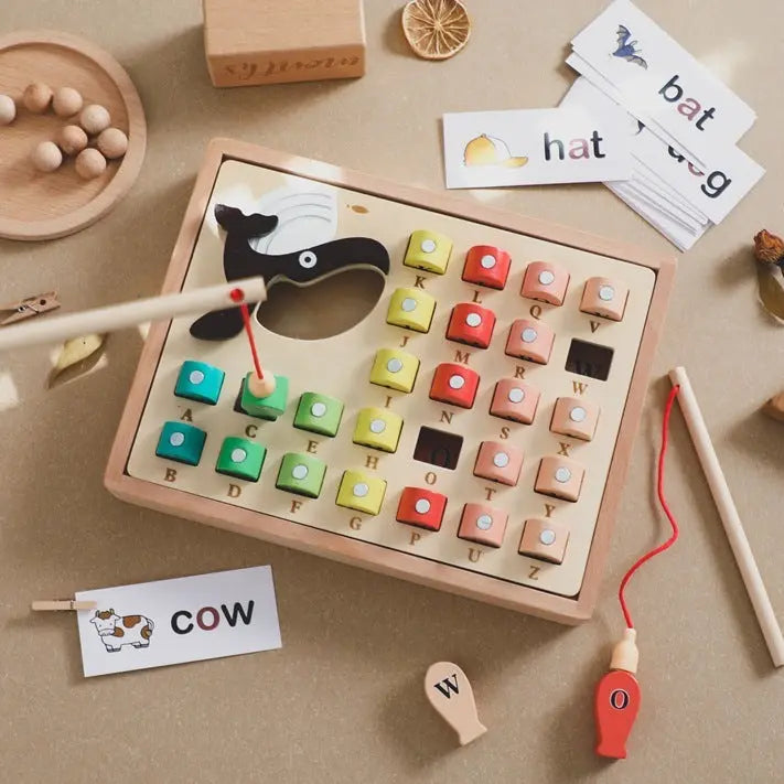 Wooden Words Fishing Puzzle Seaside-Montessori