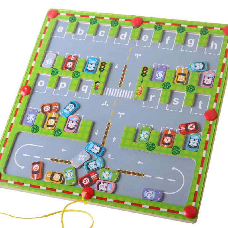 Letter Matching Parking Maze - Seaside-Montessori