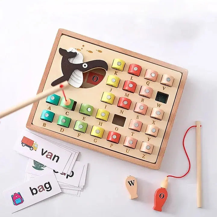 Wooden Words Fishing Puzzle Seaside-Montessori