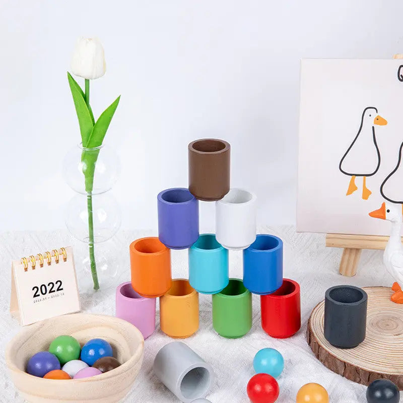 Color-Classification Balls and Cups - Seaside-Montessori