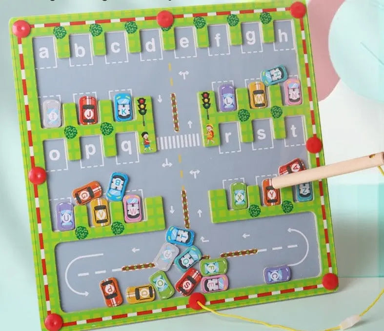 Letter Matching Parking Maze - Seaside-Montessori