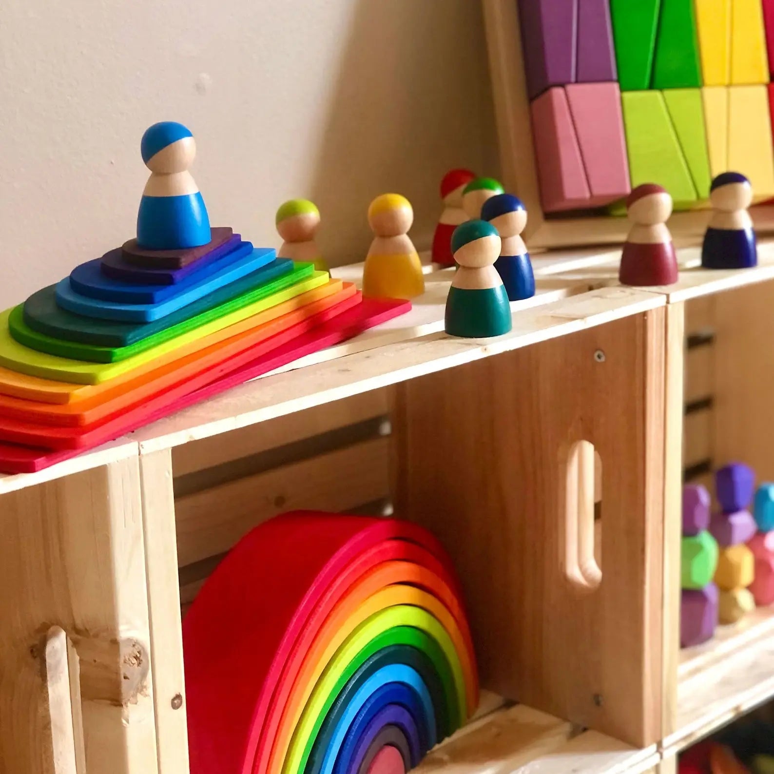 Wooden Rainbow Wonder Blocks Seaside-Montessori