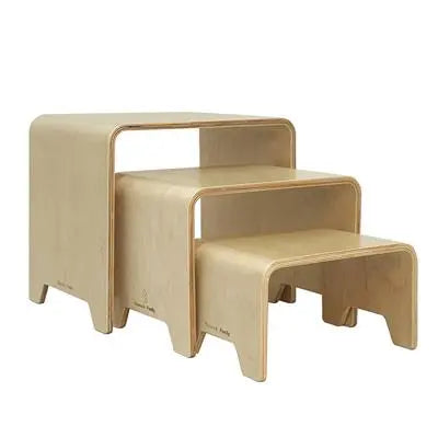 Damoch Stackable Wooden Kids Stool 3 Pieces Set Seaside-Montessori