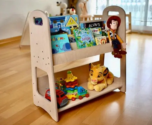 Wooden Bookshelf Seaside-Montessori